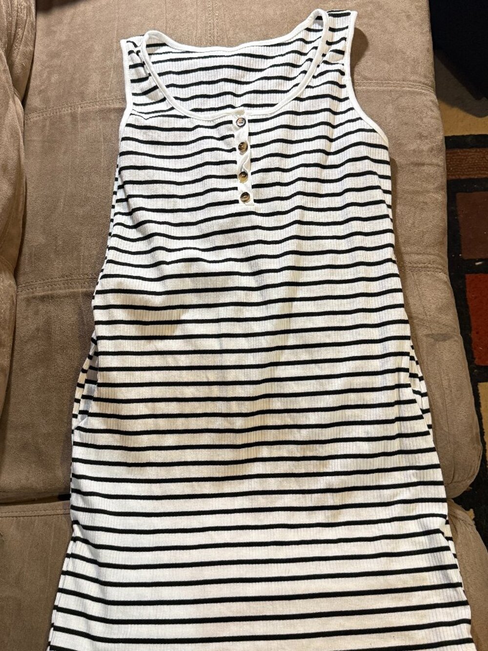 Womens White and Black striped, ribbed tank top dress size XL
